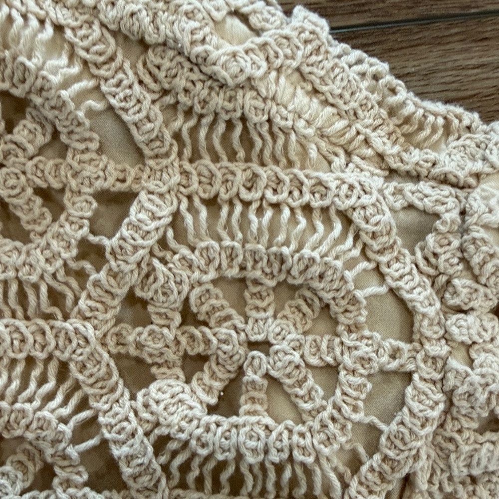 ILLA ILLA Handcrafted Crochet Cream Top. Cowgirl western cottage core - Picture 3 of 4